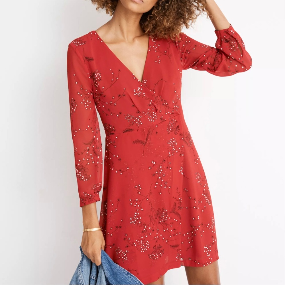 Madewell Hazelwood Wrap-Front Mini Dress in Windswept Floral